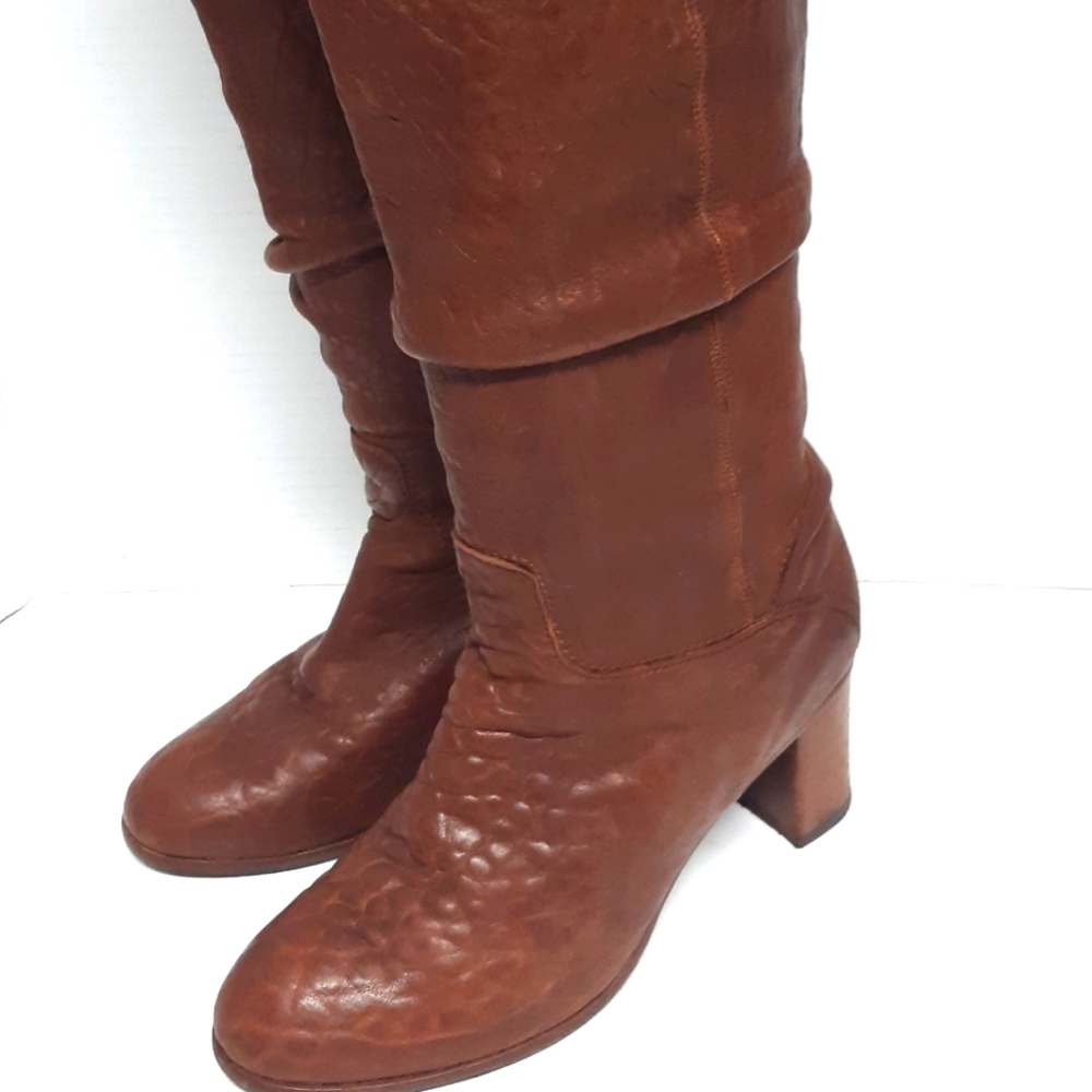 FENDI authentic vintage brown Leather slouch Knee High Boots Sz EU 37/ US 5,5